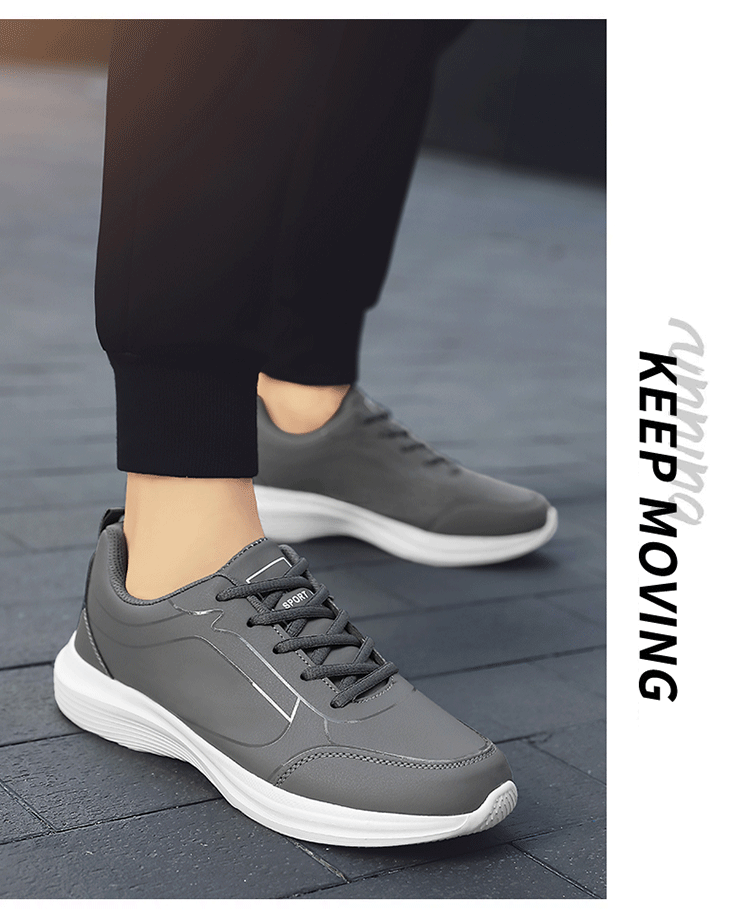 Men Shoes Autumn New PU Leather Casual Shoes Outdoor Sports Sneakers For Men Lightweight Soft Black Tennis Shoes - Image 32