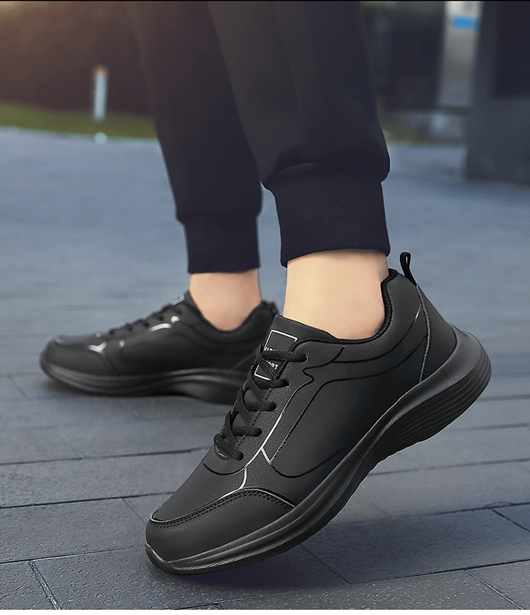 Men Shoes Autumn New PU Leather Casual Shoes Outdoor Sports Sneakers For Men Lightweight Soft Black Tennis Shoes - Image 12