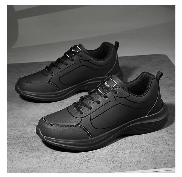 Men Shoes Autumn New PU Leather Casual Shoes Outdoor Sports Sneakers For Men Lightweight Soft Black Tennis Shoes - Image 18