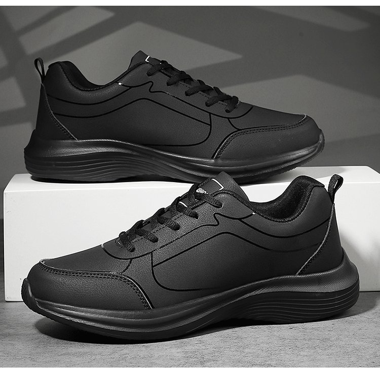 Men Shoes Autumn New PU Leather Casual Shoes Outdoor Sports Sneakers For Men Lightweight Soft Black Tennis Shoes - Image 19