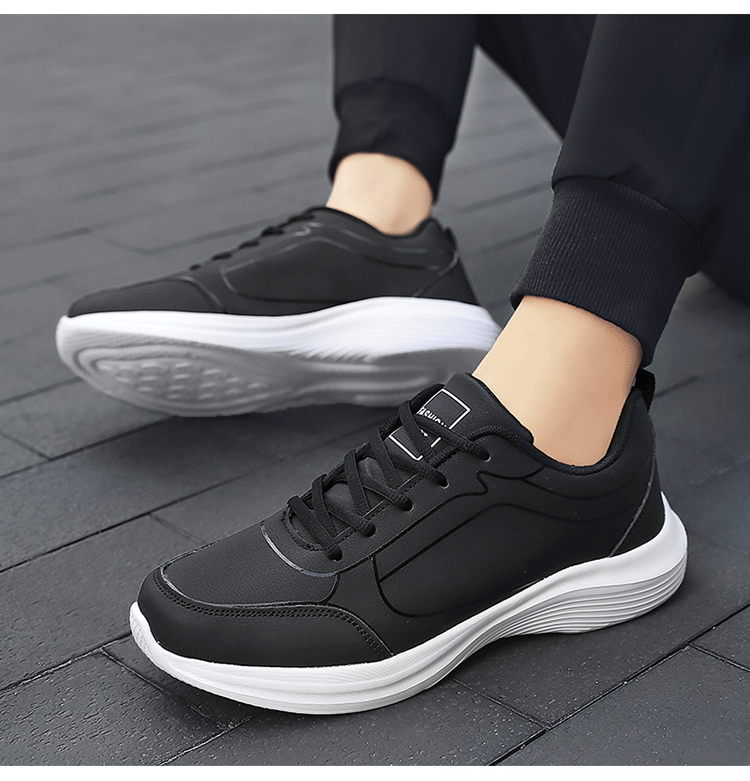 Men Shoes Autumn New PU Leather Casual Shoes Outdoor Sports Sneakers For Men Lightweight Soft Black Tennis Shoes - Image 25