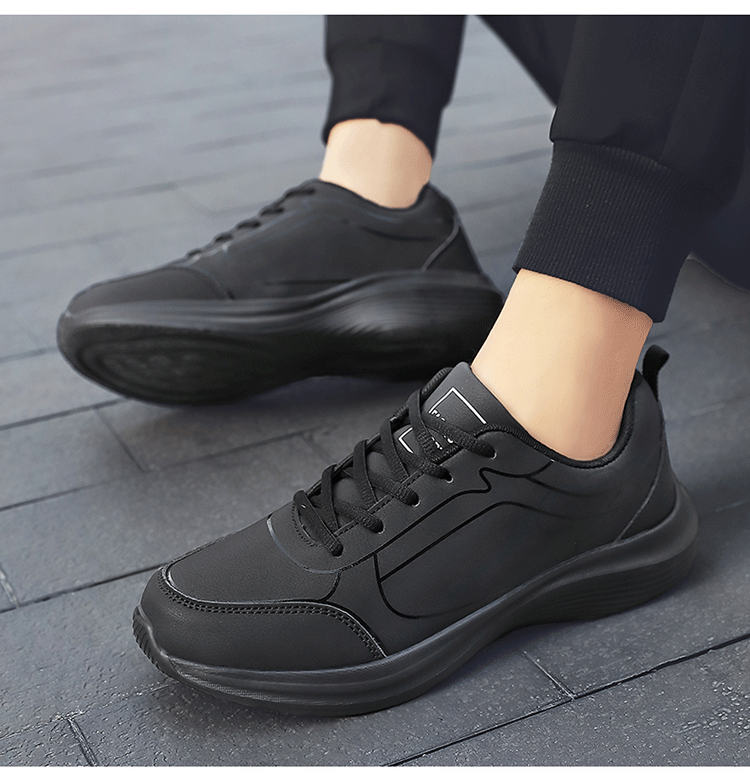 Men Shoes Autumn New PU Leather Casual Shoes Outdoor Sports Sneakers For Men Lightweight Soft Black Tennis Shoes - Image 17