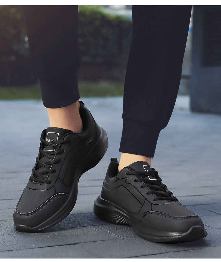 Men Shoes Autumn New PU Leather Casual Shoes Outdoor Sports Sneakers For Men Lightweight Soft Black Tennis Shoes - Image 15