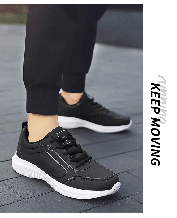 Men Shoes Autumn New PU Leather Casual Shoes Outdoor Sports Sneakers For Men Lightweight Soft Black Tennis Shoes - Image 24