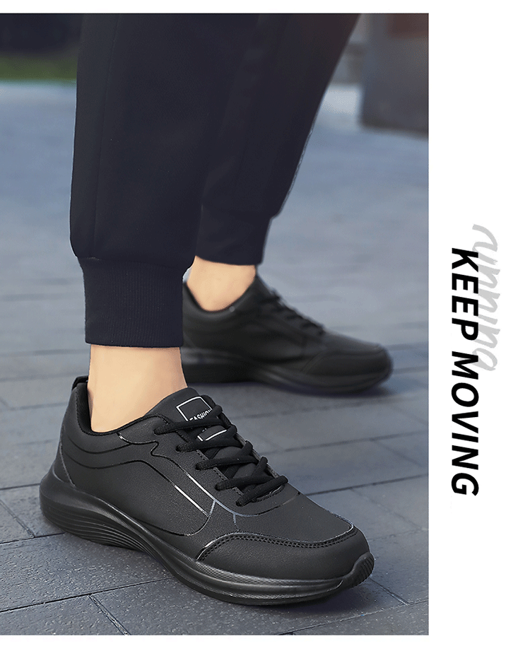 Men Shoes Autumn New PU Leather Casual Shoes Outdoor Sports Sneakers For Men Lightweight Soft Black Tennis Shoes - Image 16