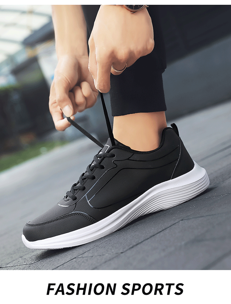 Men Shoes Autumn New PU Leather Casual Shoes Outdoor Sports Sneakers For Men Lightweight Soft Black Tennis Shoes - Image 20