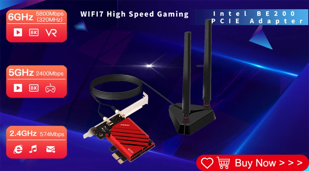WiFi 7 For Intel BE200 Wireless Network Card Bluetooth 5.4 WiFi BE200NGW NGFF Adapter 802.11AX 2.4G/5G/6GHz for Win10/11 PC - Image 9