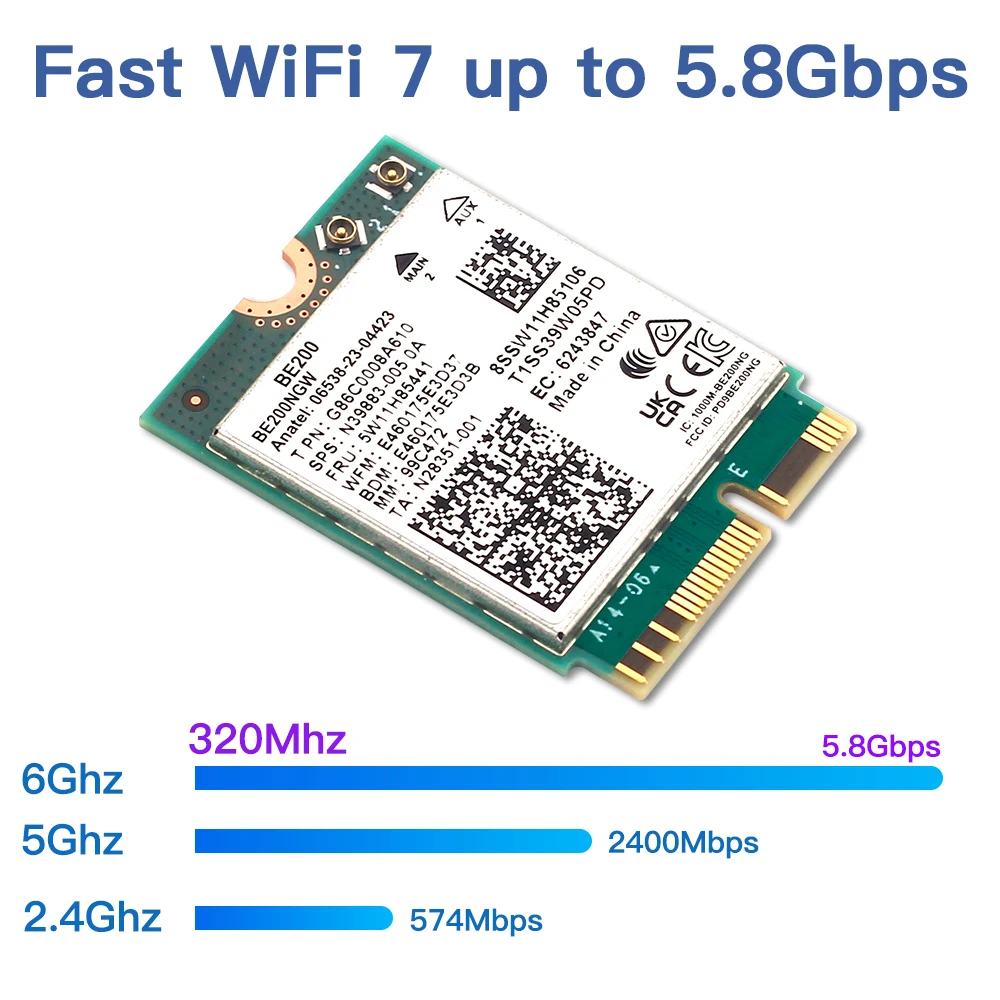 WiFi 7 For Intel BE200 Wireless Network Card Bluetooth 5.4 WiFi BE200NGW NGFF Adapter 802.11AX 2.4G/5G/6GHz for Win10/11 PC - Image 2