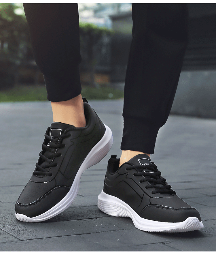 Men Shoes Autumn New PU Leather Casual Shoes Outdoor Sports Sneakers For Men Lightweight Soft Black Tennis Shoes - Image 23