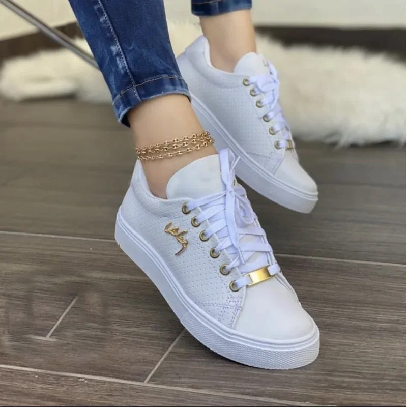 Vulcanized Shoes Women New 2024 Casual Sneakers Fashion Flat Lace Up Outdoor Walking Sport Plus Size 43 Zapatillas Mujer - Image 2